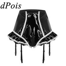 DPOIS Women Leather Underwear Latex Underpants Open Crotch Wetlook Panties Ladies High Waist Zip Bikini Briefs Triangle Garter 2024 - buy cheap