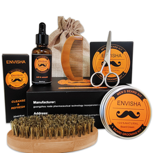 Kit para crescimento de barba, bálsamo de barba e bigode, óleo essencial, escova de pente, tesoura para cuidados diários 2024 - compre barato