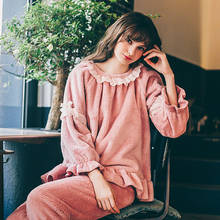 Pajama Women'S Long Sleeved Autumn/Winter Sleepwear Elegant Homewear With Thick Warm Coral Velvet Palace Style Pajama Пижам 2024 - buy cheap