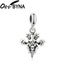 Octbyna Silver Color Cartoon Character Small Flying Dragon Charm Beads Pendant For Women Fits Pandora bracelet Necklace Making 2024 - buy cheap