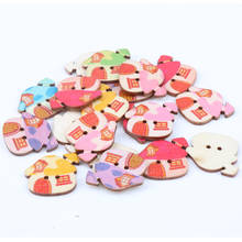 6 colors Random Mixed Cute House Painted Wooden Buttons Decorative Buttons For Sewing Scrapbooking Crafts 20pcs 24x21mm 2024 - buy cheap
