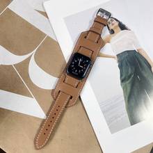 Кожаный ремешок для Apple Watch Band series 1 2 3 4 5 6 7, высококачественный браслет для iwatch 40 мм 44 мм 38 мм 42 мм 41 мм 45 мм 2024 - купить недорого