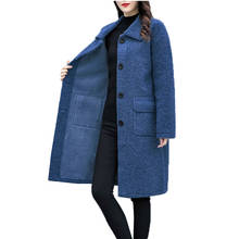 Abrigo de piel de cordero de manga larga para mujer, moda informal, abrigos de piel sintética para mujer, chaqueta cálida de Cachemira de talla grande 5XL T374 2024 - compra barato