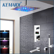 KEMAIDI Chrome Brass LED Shower Head Digital Display Mixer Taps Bathroom Shower Faucet 3-Functions Digital Shower Faucets Set 2024 - buy cheap