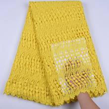 Latest African Lace Fabric Yellow Color Guipure Lace Fabric 2019 High Quality Nigerian Cord Lace Fabric For Wedding Dress S1712 2024 - buy cheap