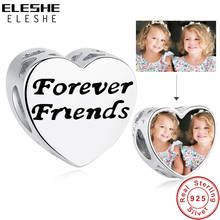 Friends Heart Photo Charms 925 Sterling Silver Custom Beads Fit Original Bracelet Bangles Jewelry Making Christmas Gift 2024 - buy cheap