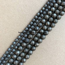 Natural Stone Faceted Iron Pyrite Round Loose Beads 15" Strand 6 8 10MM Pick Size For Jewelry Making SAB15 2024 - buy cheap