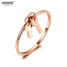 AENINE Fashion Original Design Titanium Stainless Steel Love Key Rings Simple Cute Cocktail Party Ring For Women Girls AR20023 2024 - buy cheap