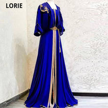 LORIE Royal Blue Muslim Evening Dresses Chiffon 2020 Moroccan Kaftan Appliques Half Sleeve Saudi Arabic Muslim Special Occasion 2024 - buy cheap
