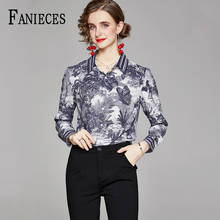 Spring Summer Fall Fashion Runway Vintage Gray Print Blusas Women Ladies Party OL Casual Tops Shirts Blouse blusas de mujer 2020 2024 - buy cheap