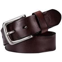 Cinturón de piel de vaca para hombre, diseño clásico Vintage, con hebilla, Correa informal 2024 - compra barato