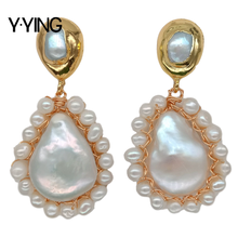 Y·YING natural White Teardrop Freshwater Pearl dangle Earrings  handmade for women Jewelry Gifts 2024 - buy cheap