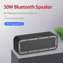 Caixa de som portátil estéreo com 50w, bluetooth, sem fio, com subwoofer, com bateria de 6600mah 2024 - compre barato