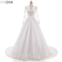 Vestido de noiva Vintage V Neckline Backless Wedding Gowns Lace Applique Bride Dresses Long Sleeves Wedding Dresses 2024 - buy cheap