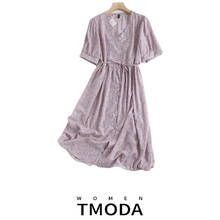 TMODA1274 Vintage Women Chiffon Party Holiday Maxi Dress Puff Sleeve Flower Summer Girls Dresses Fashion Korean Vestidos Retro 2024 - buy cheap