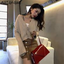 MATAKAWA Knitted Sweater Cardigan Women's Autumn 2020 Women's Loose Short Ladies Sweater Flared Sleeve Outer Jacket 2024 - buy cheap