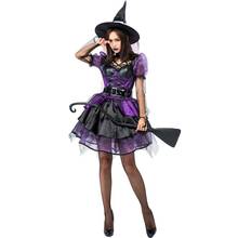 Falda de burbuja gótica púrpura para mujer, disfraz de bruja para Halloween, disfraces de hechicera, Carnaval, Purim, Parade, juego de rol, vestido de fiesta 2024 - compra barato