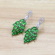 Green Cubic Zirconia Drop Dangle Earrings 925 Sterling Silver Earring Jewelry For Ethnic Women 2024 - buy cheap