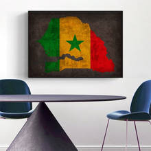 Póster de mapas de Bandera de País de Senegal, mapa de Bandera de País, Impresión de lienzo, decoración del hogar, arte de pared, decoración sin marco 2024 - compra barato