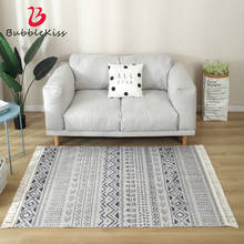 Tapete nórdico tecido de linho, tapete de algodão macio em estilo marrocos para decoração de sala de estar, quarto e área de cabeceira 2024 - compre barato
