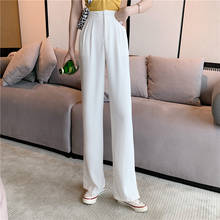 Wide Leg Pants Women's High Waist Full-length Summer Korean Loose Suit Pants Plus Size Fashion Chic Split Trouser Street Wear 2024 - buy cheap