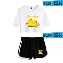 Bangtan Boys New album Butter t shirt Women's Sets Short Sleeve Crop Top+Shorts Sport Suits Women Tracksuits Kpop Two Piece Sets 2024 - buy cheap