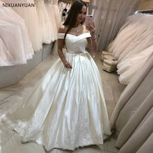 Vestido de noiva branco marfim com contas, princesa, vestido de casamento, ombro à mostra, 2021 2024 - compre barato