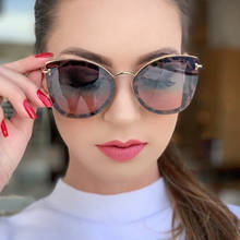 FENCHI 2020 pink cat eye women sunglasses retro luxury brand designer black female glasses rimless feminino zonnebril dames 2024 - buy cheap
