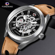 FORSINING Skeleton Mechanical Mens Watches Top Brand Luxury Leather Strap Automatic Watch Men Fashion Casual Wristwatch 2024 - buy cheap