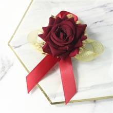 YO CHO корсажи из искусственных цветов, для невесты, свадебные шелковые розы, на запястье, цветок, подружки невесты, корсаж, бордовая свадебная бутоньерка 2024 - купить недорого