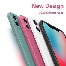 Новый квадратный жидкий силиконовый чехол для телефона iPhone 11 Pro Max XS SE 2020 X XR 6 6S 7 8 Plus, оригинальный роскошный однотонный мягкий чехол 2024 - купить недорого