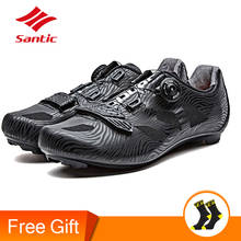 Santic-Zapatillas de ciclismo profesionales para hombre, zapatos transpirables de color negro para bicicleta de carreras, con bloqueo automático 2024 - compra barato