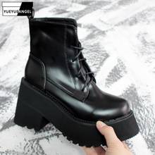 New Winter Punk Harajuku Platform Boots Women England Style Chunky Thick Heel Biker Boots Shoes Lace Up High Heel Ankle Boots 2024 - buy cheap