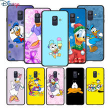 Disney-bonito Pato Donald para Samsung Galaxy A8, A9, A7, A750, A6, A5, A3, A6S, A8S, Star Plus, 2016, 2017, 2018, funda negra para teléfono 2024 - compra barato