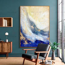 Pintura al óleo de decoración de lámina dorada, arte abstracto moderno, cuadros de pared para sala de estar, sin marco, 100% 2024 - compra barato
