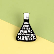 Desenhos animados diversão ciência experimento reagente preto garrafa letras esmalte broche pino liga emblema roupas saco acessórios jóias presente 2024 - compre barato