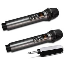 Microfone sem fio, microfone karaokê com receptor, recarregável, sem fio, dinâmico, uhf 2024 - compre barato