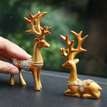 2 uds conjuntos de ciervo de la suerte Figurines en miniatura modelo de adorno de resina decoración de coche mascota, decoración para el hogar, Accesorios, regalos de juguetes para niños 2024 - compra barato