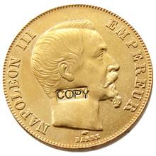 Francia 1855 - 1859 - A-B, moneda decora de copia chapada en oro de 100 grados 2024 - compra barato