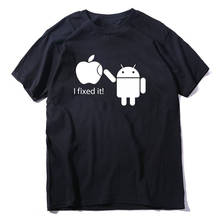 Lo he arreglado. Camiseta divertida de algodón para hombre, camisa de manga corta con cuello redondo, talla S-3XL, Android, Apple, iPhone, Humor, Verano 2024 - compra barato