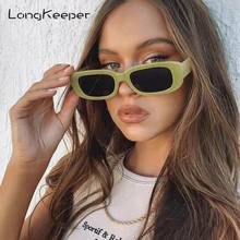 Gafas de sol rectangulares pequeñas para mujer, Estilo Vintage femeninos de anteojos de sol, de diseñador de marca, estilo Hip Hop, cuadradas, verdes, zonnebril dames 2024 - compra barato