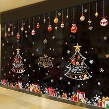 2021 рождественские украшения для домашнего декора красочное окно наклейки самоклеющиеся с новым годом салон магазин стеклянные плакаты 2024 - купить недорого