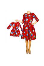 ZEZE Children Mother Daughter Flannel Floral Red Winter Dress Combination 100% Cotton Fabric Soft Flexible Comfortable TURKEY 2024 - buy cheap