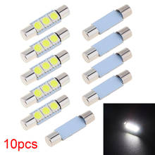 Luz do interior do carro de visor, luz led de espelho de visor 6614 28mm 5050 3smd, lâmpada da lâmpada do carro com 10 peças 2024 - compre barato