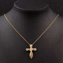 Cross Pendant Inlaid Zircon Yellow Gold Filled Classic Womens Pendant Necklace Chain 2024 - buy cheap