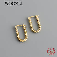 WOOZU Real 925 Sterling Silver Minimalist Twist Hoop Earrings For Women Charms Party Ethnic Rock Fine Jewelry Gift Accessories 2024 - buy cheap