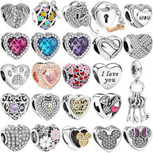 Love Heart s925 Sterling Silver Charms Pendant European Bead Fit Original Charms  Bracelet Chain Girl Women Jewelry Making 2024 - buy cheap