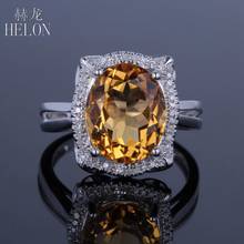 Helon real 10 k ouro branco certificado oval 10x12mm citrino natural diamante noivado anel de casamento moda bela mulher jóias 2024 - compre barato