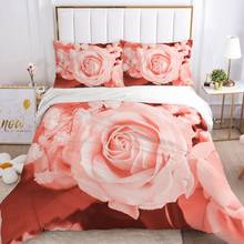 Conjunto de capa de edredom e roupa de cama 3d, cobertor duplo, capa de edredom, estilo queen, rosa, flores, eur, uk 2-3 2024 - compre barato