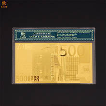 Lámina de oro moneda europea 500 Euro dinero 24k papel de réplica de billetes chapado en oro colección de billetes de oro con marco de COA para regalos 2024 - compra barato